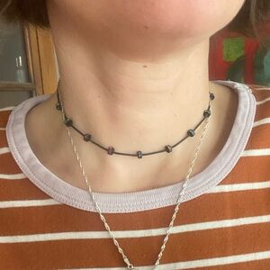 Agatha Paris Multicolor crystal Beaded Choker Necklace - Black Cord